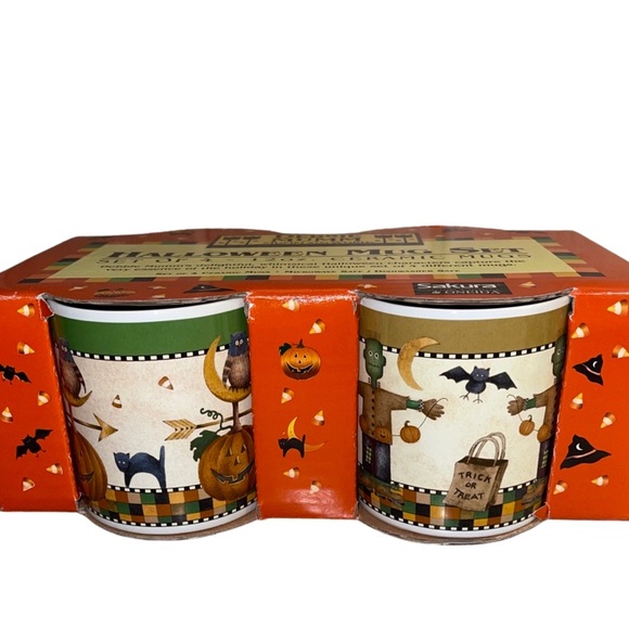 Set of 4 VINTAGE Halloween Coffee Mugs by Debbie Mumm for Sakura: 1998: NIB - Picture 3 of 7